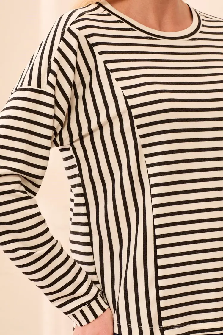 Tribal Tribal Long Sleeve Crew Neck Top With Inserts 3162O