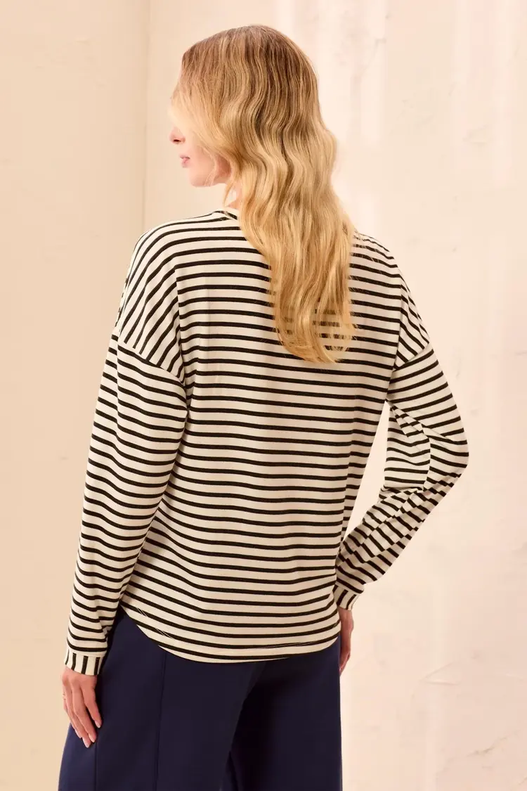 Tribal Tribal Long Sleeve Crew Neck Top With Inserts 3162O