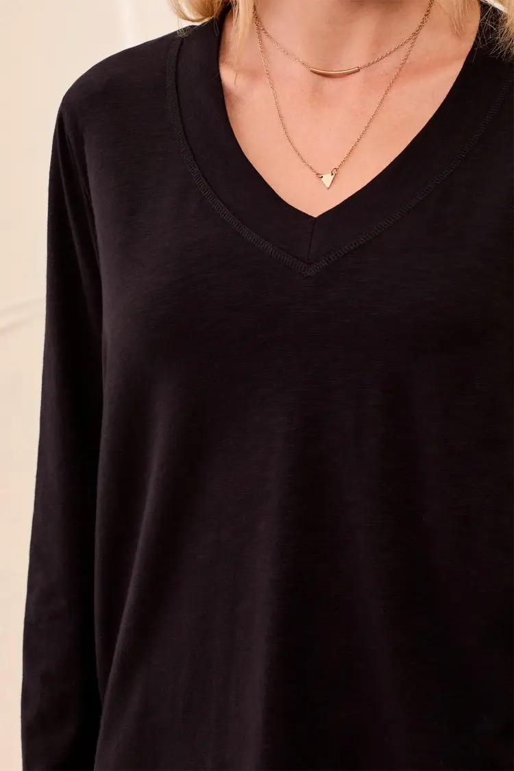Tribal Tribal Long Sleeve V-Neck Top 3169O