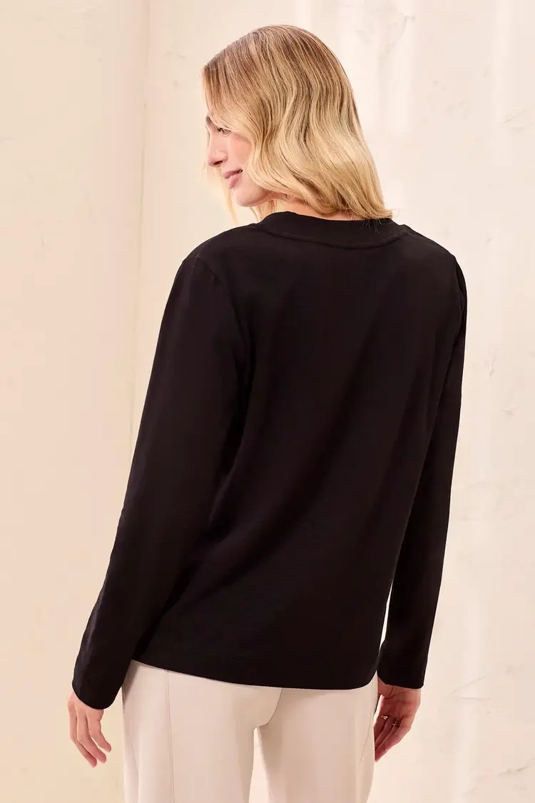 Tribal Tribal Long Sleeve V-Neck Top 3169O