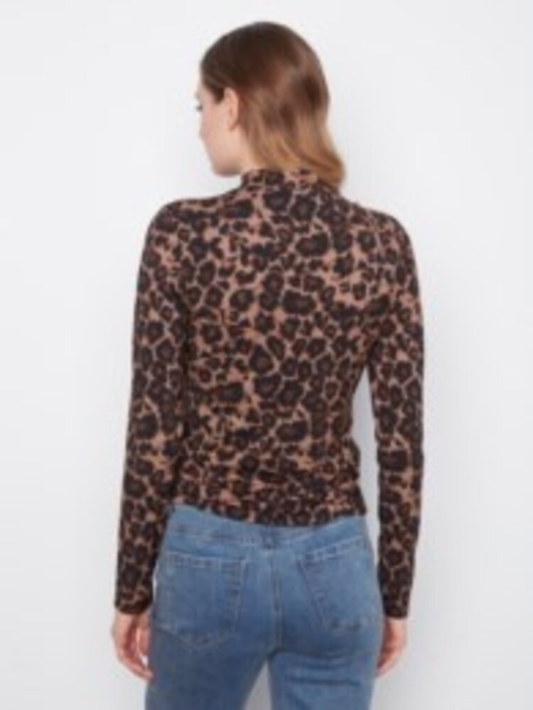 Charlie B Charlie B Printed Long Sleeve Mock Neck Top C1404R
