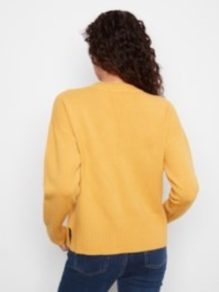 Charlie B Charlie B Crew Neck Cropped Sweater W/ Pockets C2052