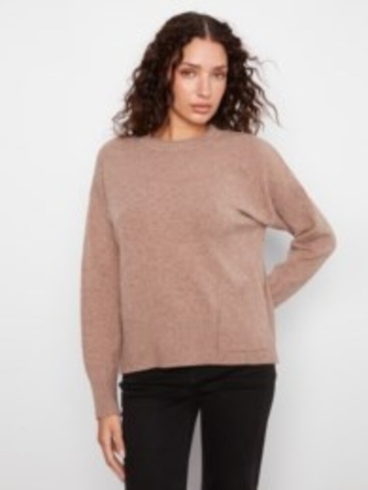 Charlie B Charlie B Crew Neck Cropped Sweater W/ Pockets C2052