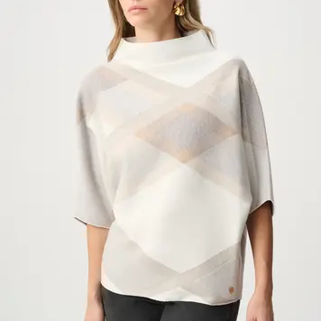 Joseph Ribkoff Joseph Ribkoff Brushed Viscose And Nylon Plaid Funnel-Neck Sweater 263947
