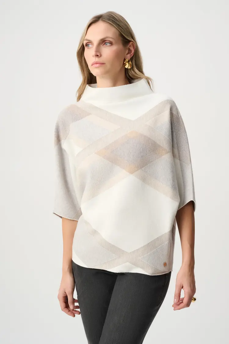 Joseph Ribkoff Joseph Ribkoff Brushed Viscose And Nylon Plaid Funnel-Neck Sweater 263947