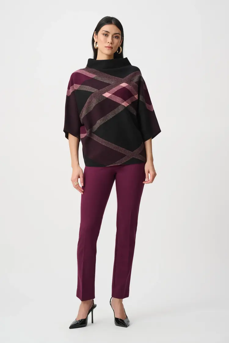 Joseph Ribkoff Joseph Ribkoff Brushed Viscose And Nylon Plaid Funnel-Neck Sweater 263947