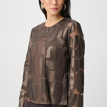 Joseph Ribkoff Joseph Ribkoff Leatherette And Mesh Embroidered Jacket 263964