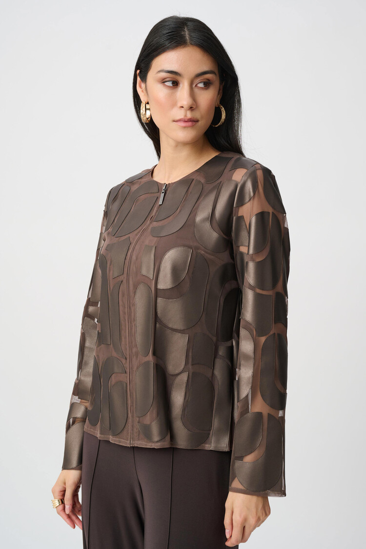 Joseph Ribkoff Joseph Ribkoff Leatherette And Mesh Embroidered Jacket 263964