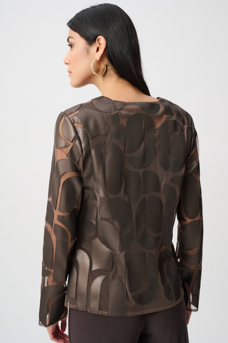 Joseph Ribkoff Joseph Ribkoff Leatherette And Mesh Embroidered Jacket 263964