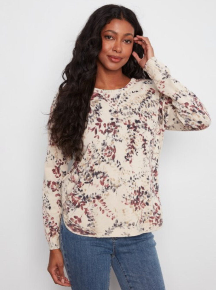 Charlie B Charlie Long Sleeve Crew Neck Printed On Reverse Sweater C2010