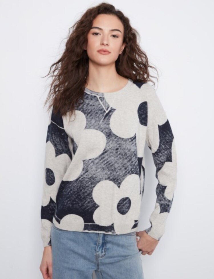 Charlie B Charlie Long Sleeve Crew Neck Printed On Reverse Sweater C2010