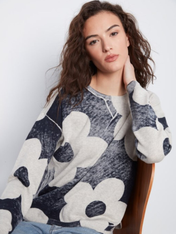 Charlie B Charlie Long Sleeve Crew Neck Printed On Reverse Sweater C2010