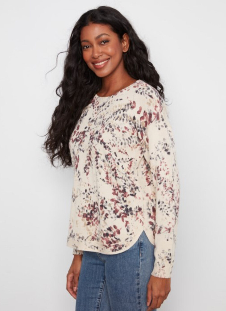 Charlie B Charlie Long Sleeve Crew Neck Printed On Reverse Sweater C2010