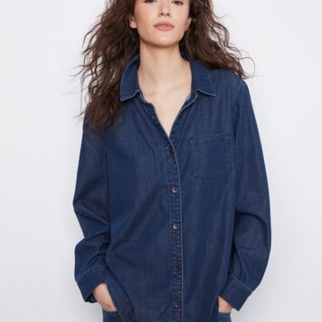 Charlie B Charlie B Tencel Shirt With Front Pocket C4716