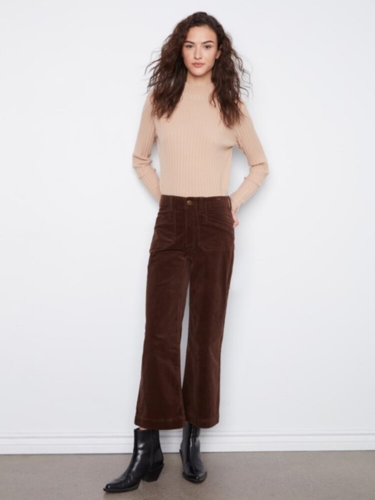 Charlie B Charlie B Cropped Wide Leg Corduroy Pants W/ Patch Pockets C5660RR