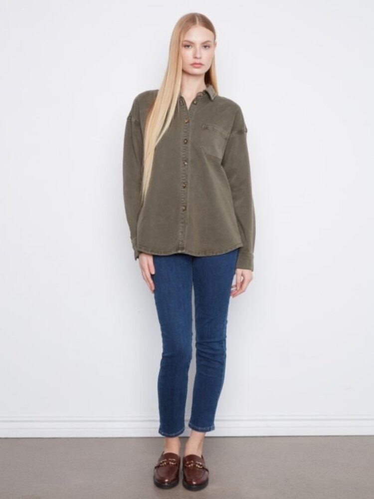 Charlie B Charlie B Smooth Twill Long Sleeve Overshirt C4715