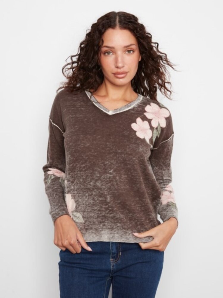 Charlie B Charlie B Long Sleeve Drop Shoulder Reversible Printed Sweater C2907