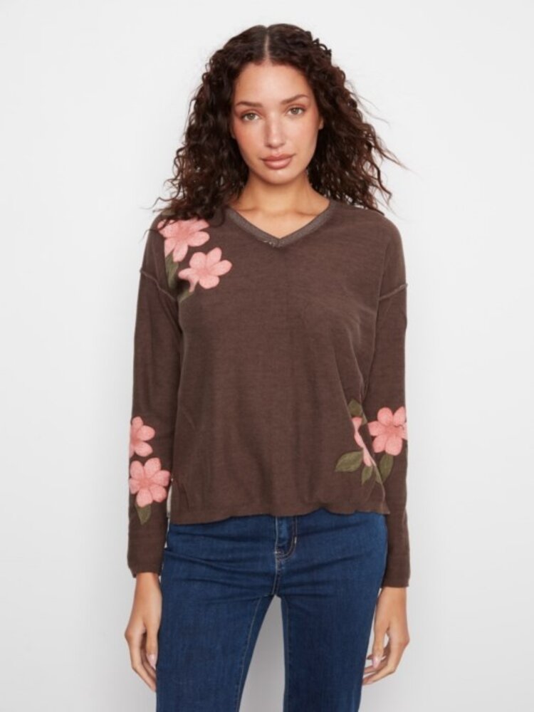 Charlie B Charlie B Long Sleeve Drop Shoulder Reversible Printed Sweater C2907