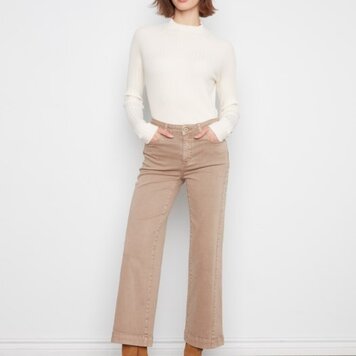 Charlie B Charlie B Wide Leg Coloured Twill Pants With Side Panel C5816