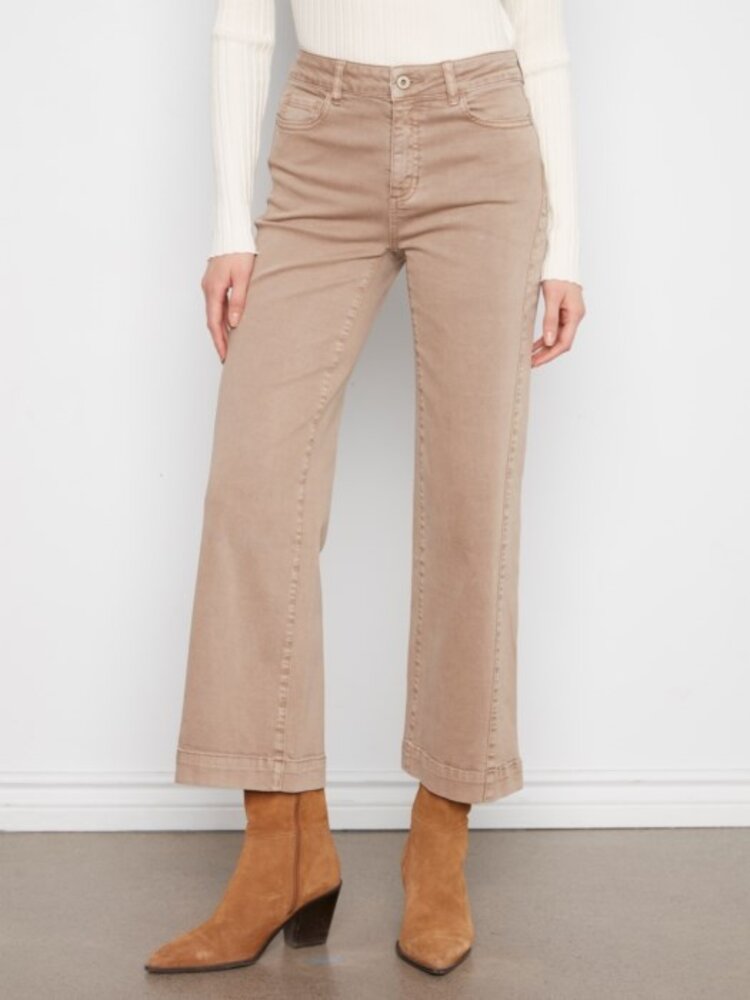 Charlie B Charlie B Wide Leg Coloured Twill Pants With Side Panel C5816