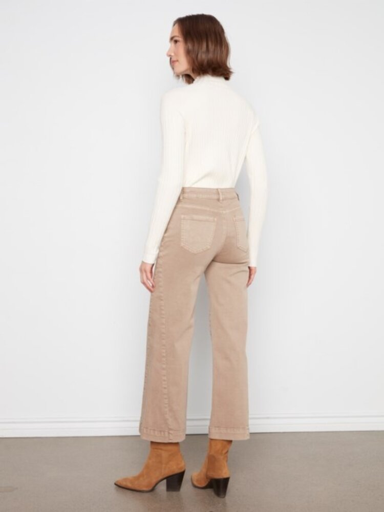Charlie B Charlie B Wide Leg Coloured Twill Pants With Side Panel C5816