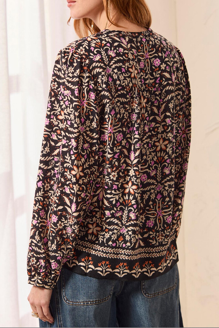 Tribal Tribal Long Sleeve Blouse With Front Placket Detail 3254O