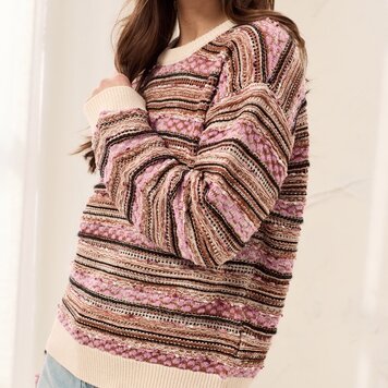 Tribal Tribal Crew Neck Sweater With Contrast Rib 6303O