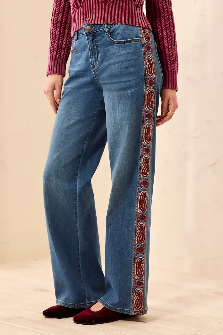 Tribal Tribal Audrey Wide Denim With Fancy Embroidery 6339O
