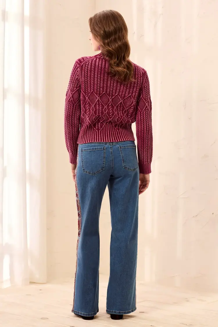 Tribal Tribal Audrey Wide Denim With Fancy Embroidery 6339O