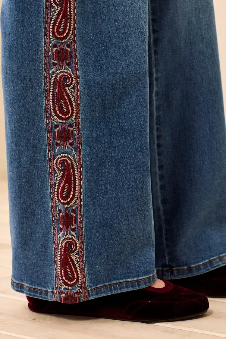 Tribal Tribal Audrey Wide Denim With Fancy Embroidery 6339O