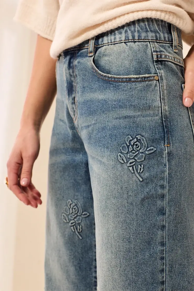Tribal Tribal Sophia Curvy 3D Flower Denim 6083O