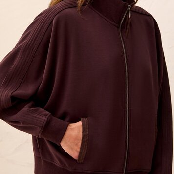 Tribal Tribal Knit Bomber With Trim and Fancy Detail 6294O