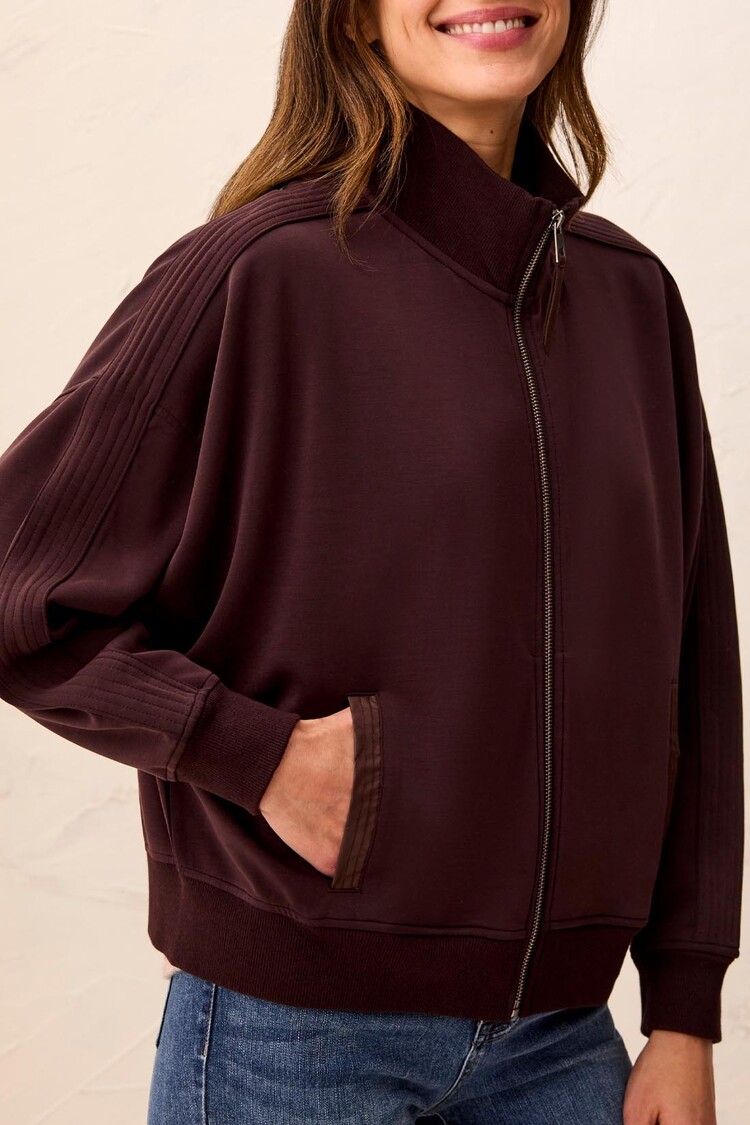 Tribal Tribal Knit Bomber With Trim and Fancy Detail 6294O