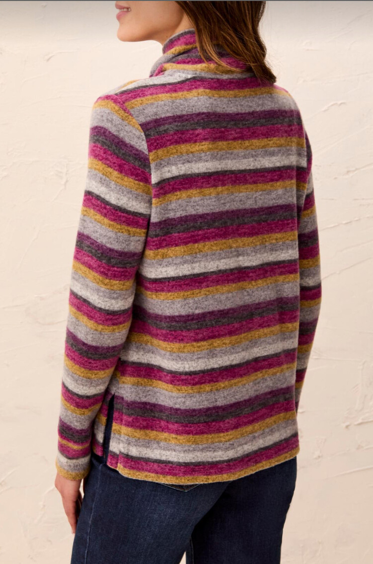 Tribal Tribal Long Sleeve Funnel Neck Top W/ Side Slits 3191O