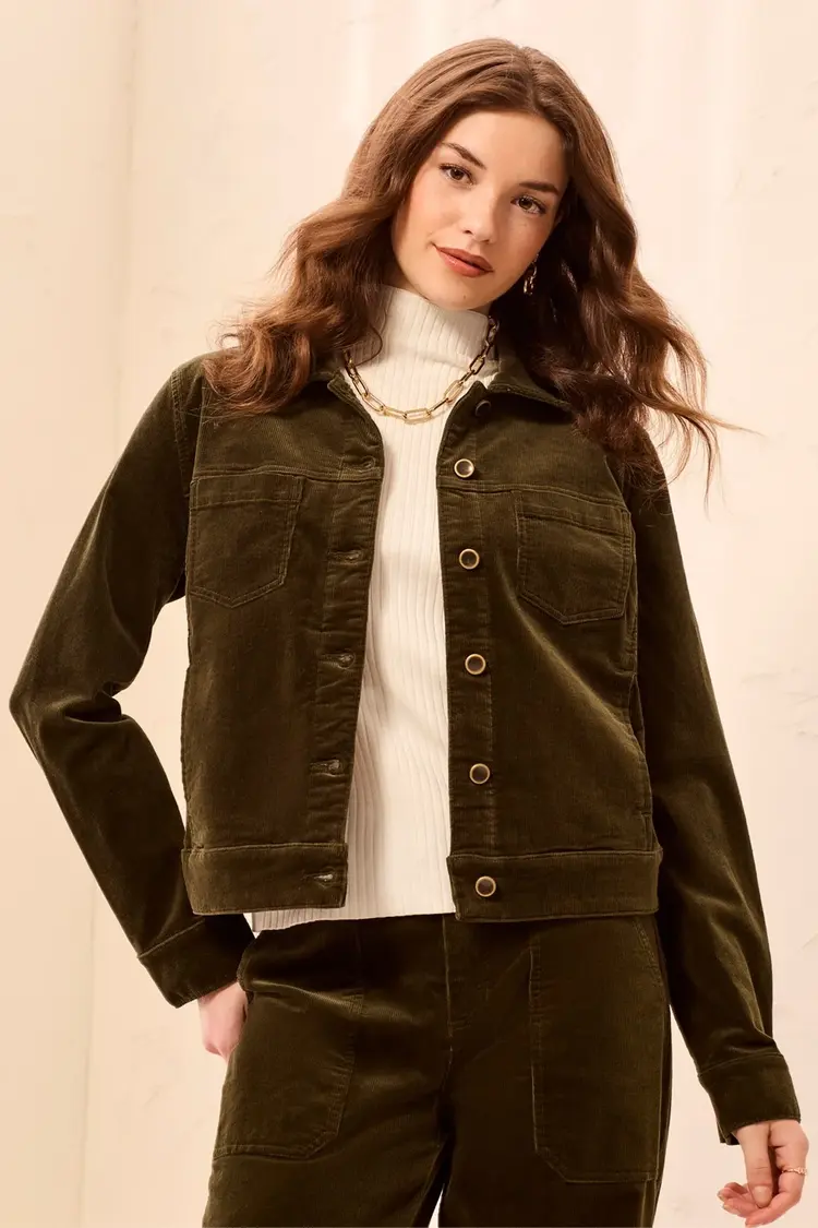 Tribal Tribal Long Sleeve Button Front Corduroy Jacket 3166O