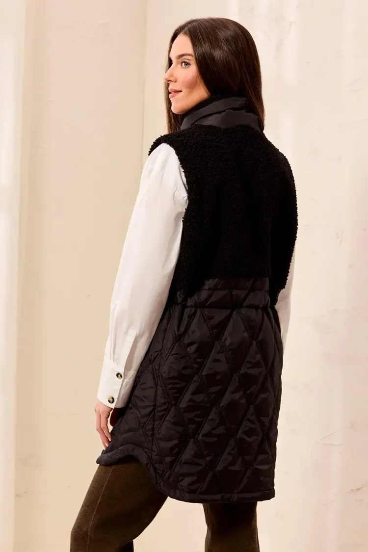 Tribal Tribal Sleeveless Mix Media Sherpa Vest 5940O