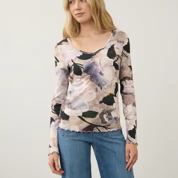 French Dressing Jeans FDJ Long Sleeve V Neck Top 3077161