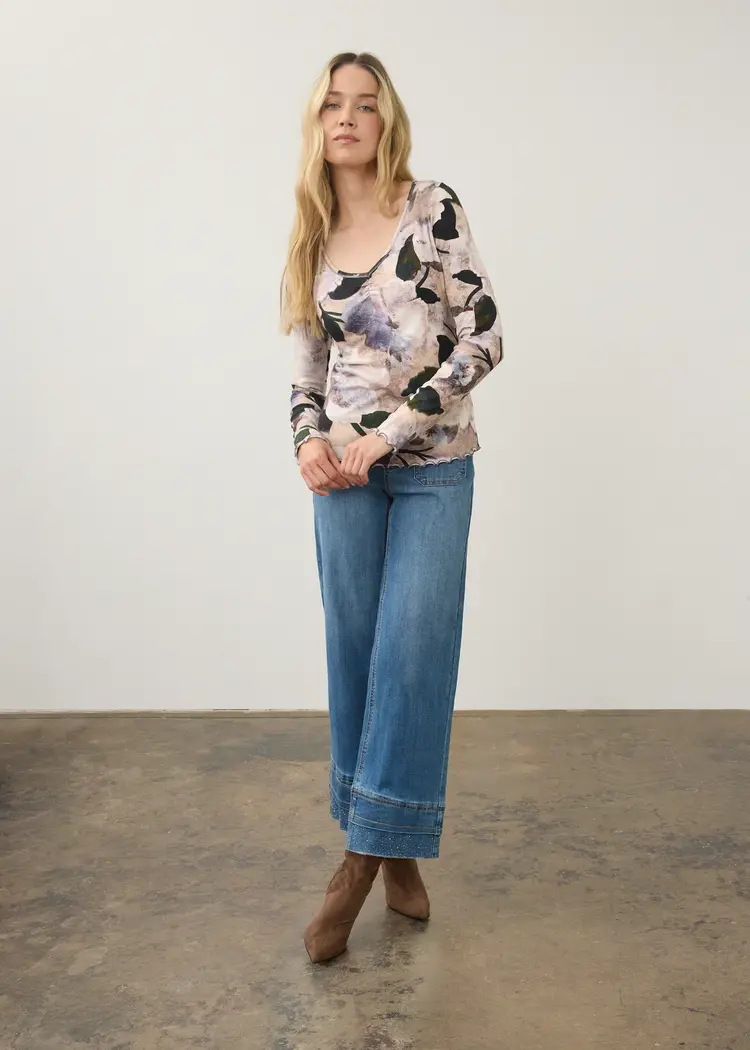 French Dressing Jeans FDJ Long Sleeve V Neck Top 3077161