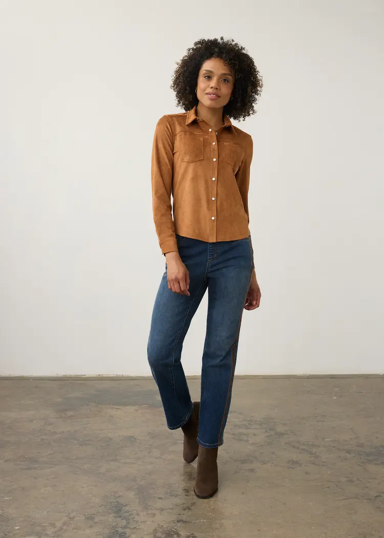 French Dressing Jeans FDJ Long Sleeve Suede Shirt 7476196