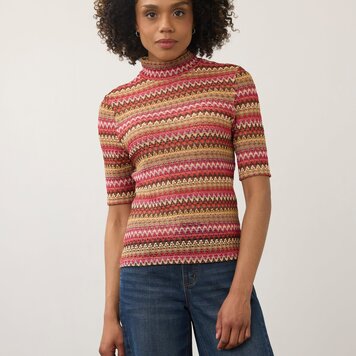 French Dressing Jeans FDJ Elbow Sleeve Mock Neck Top 3521192