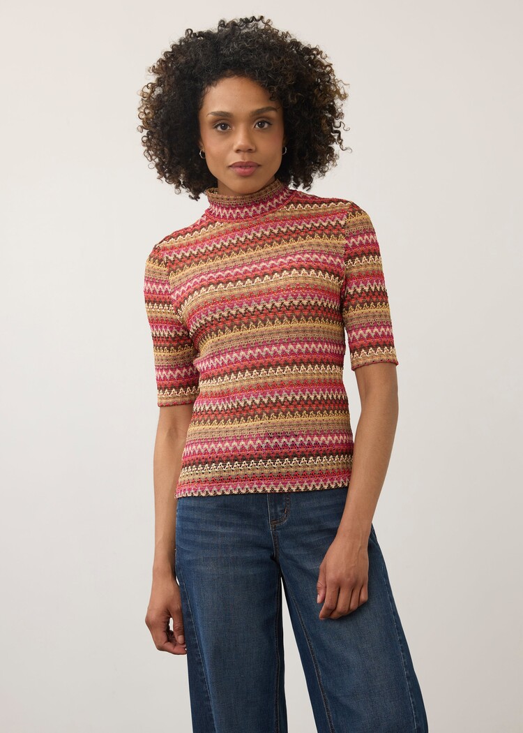 French Dressing Jeans FDJ Elbow Sleeve Mock Neck Top 3521192