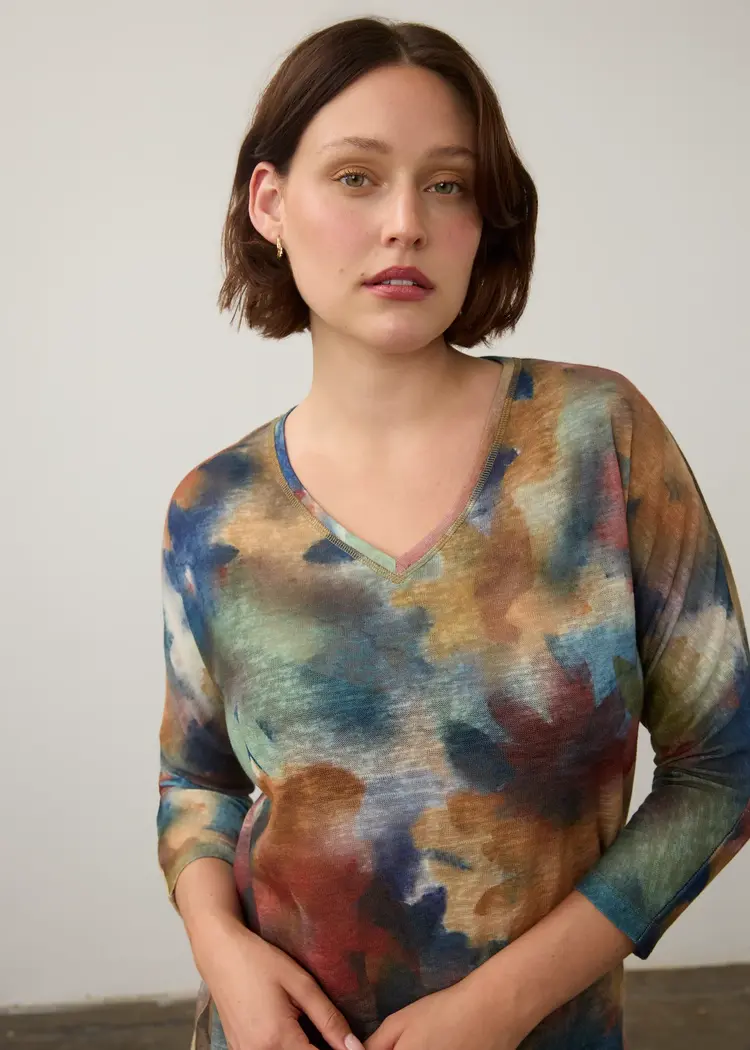 French Dressing Jeans FDJ Drop Shoulder V Neck Top 3556451