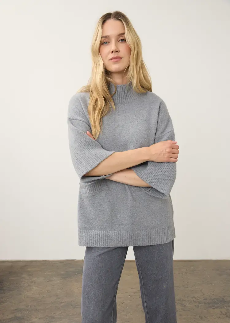 French Dressing Jeans FDJ Mock Neck Light Weight Sleeve Sweater 1189223