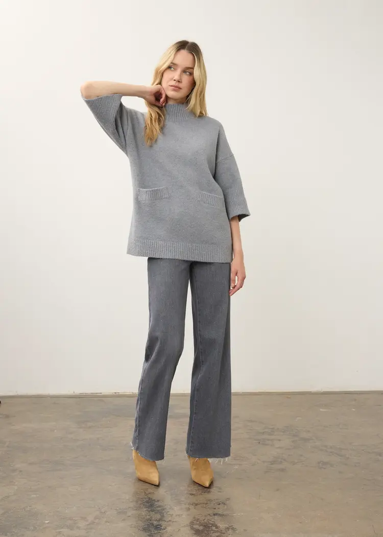 French Dressing Jeans FDJ Mock Neck Light Weight Sleeve Sweater 1189223