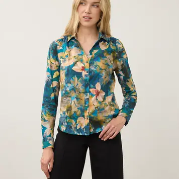 French Dressing Jeans FDJ Long Sleeve Split Neck Shirt 7902623