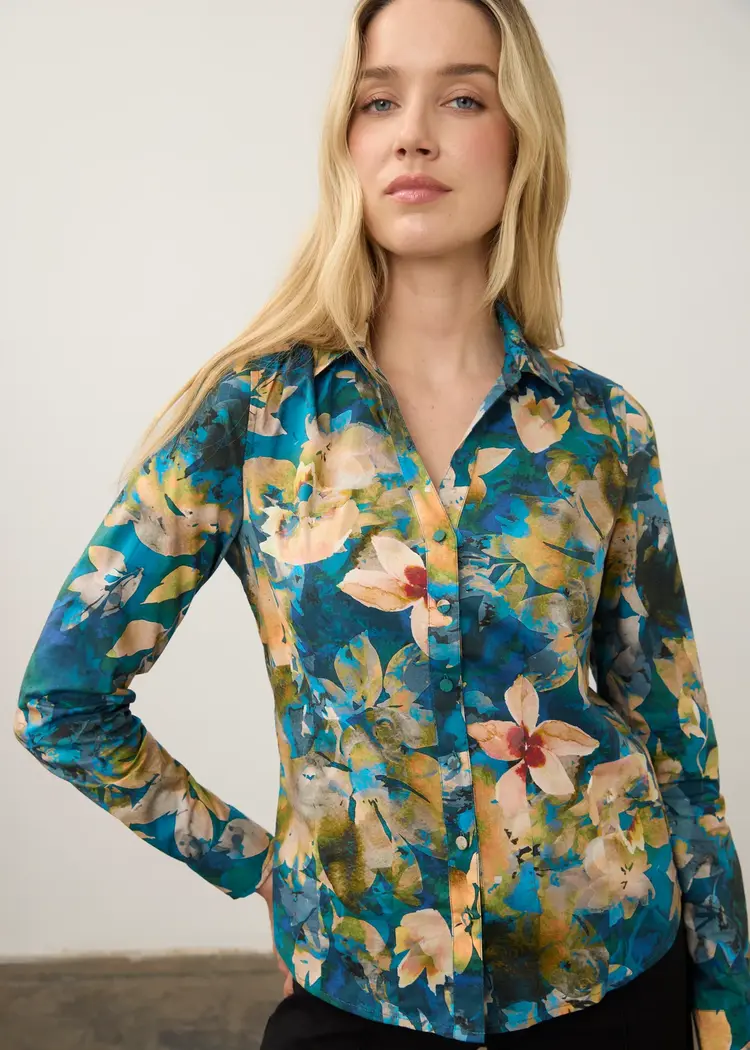 French Dressing Jeans FDJ Long Sleeve Split Neck Shirt 7902623