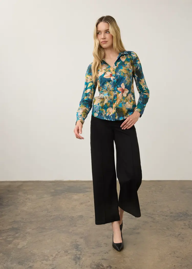 French Dressing Jeans FDJ Long Sleeve Split Neck Shirt 7902623