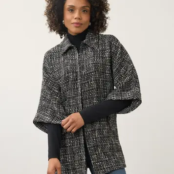 French Dressing Jeans FDJ Tweed Poncho Jacket 11107918
