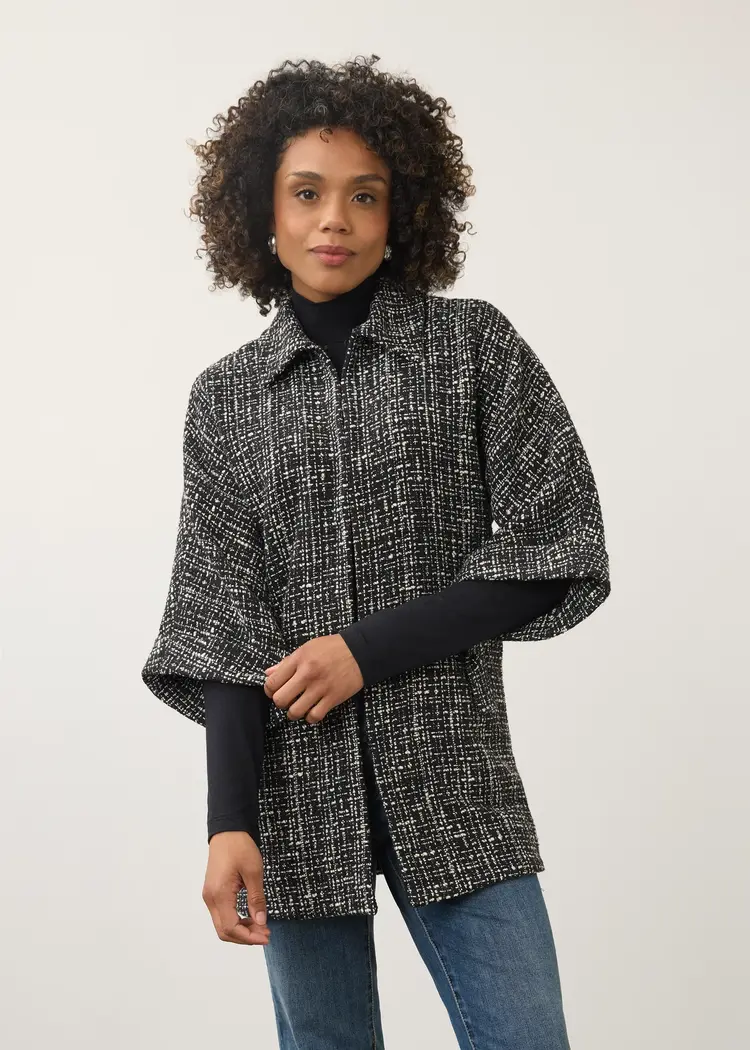 French Dressing Jeans FDJ Tweed Poncho Jacket 11107918