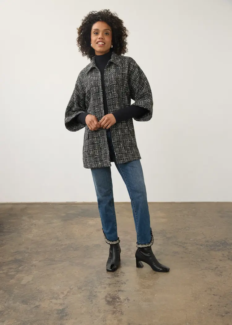 French Dressing Jeans FDJ Tweed Poncho Jacket 11107918